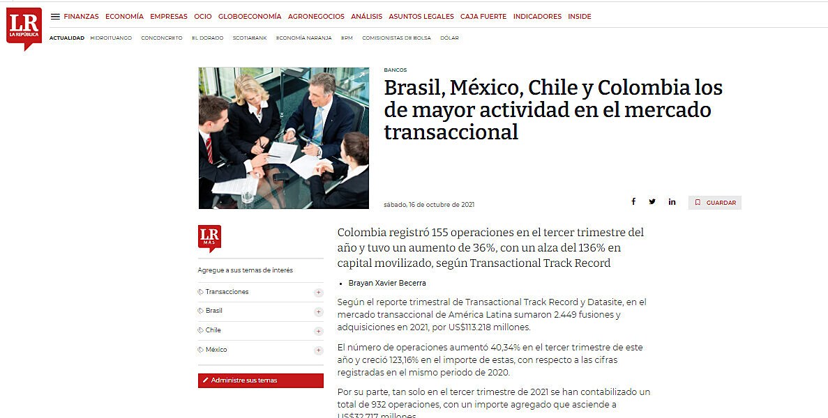 Brasil, Mxico, Chile y Colombia los de mayor actividad en el mercado transaccional